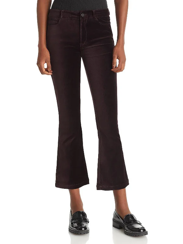 Claudine Womens Velvet High Rise Flare Jeans