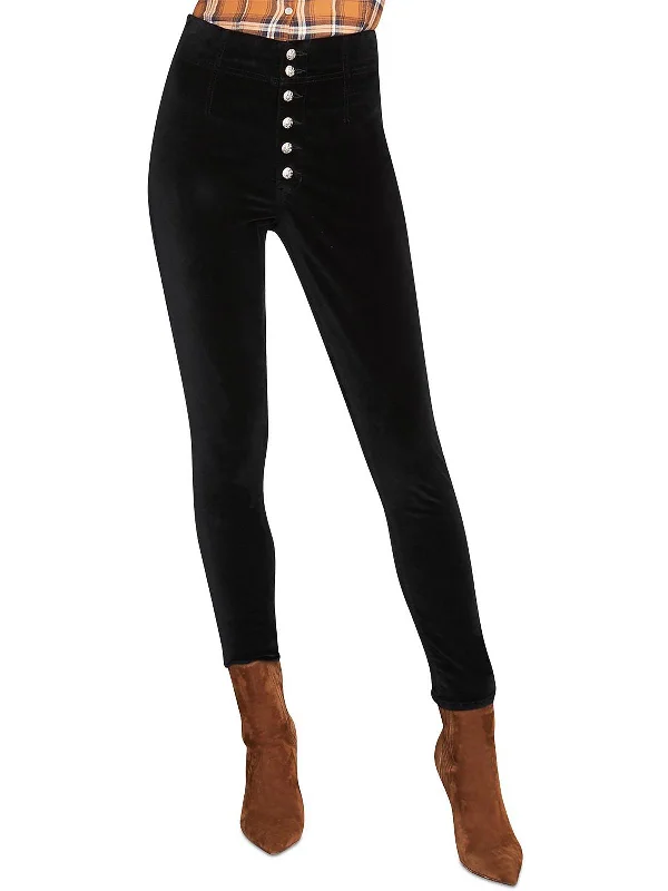 Debbie Womens Velvet High Rise Skinny Jeans